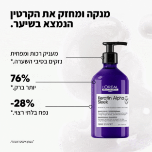 שמפו קרטין אלפא סליק למראה שיער חלק ושליטה בנפח בלתי רצוי 500 מל לוריאל יתרונות